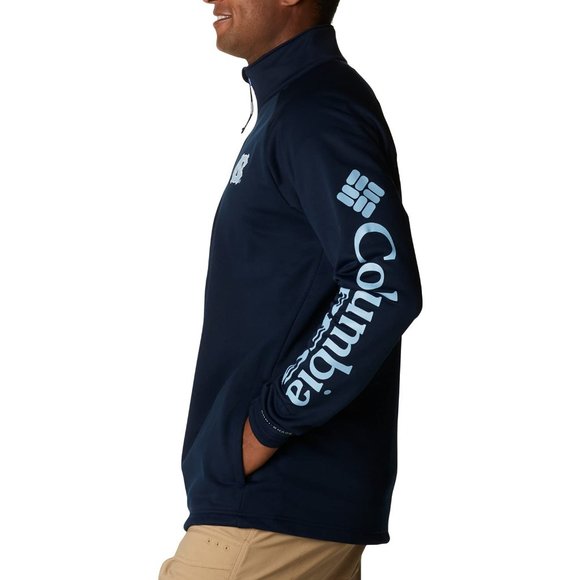 Columbia Men's North Carolina Tar Heels Tackle Fleece 1/4 Zip PFG Jacket Blue L - Picture 2 of 5